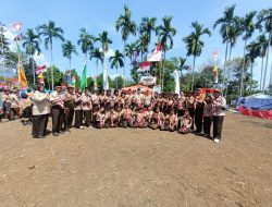 Bupati Way Kanan , H. Ali Rahman memimpin upacara peringatan Hari Pramuka ke-63 di Lapangan Kampung Bonglai Kecamatan Banjit