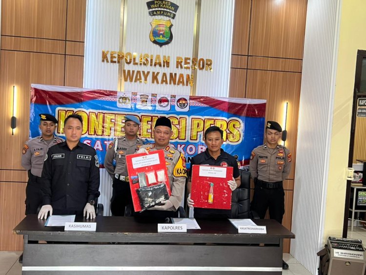 POLRES WAY KANAN BEKUK 2 PRIA DIDUGA TERLIBAT NARKOBA, DIAMANKAN 201,88 GRAM SABU NILAI Rp201 JUTA